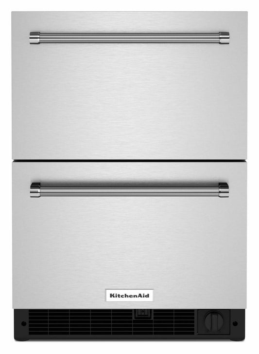 Kitchenaid KUDF204KSB 24" Stainless Steel Undercounter Double-Drawer Refrigerator/Freezer