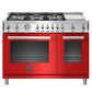 Bertazzoni PROF486GGASROT 48 Inch All-Gas Range 6 Brass Burner And Griddle Rosso