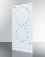 Summit CR2B23T4W 230V 2-Burner Cooktop In White Ceramic Schott Glass With Digital Touch Controls, 3000W