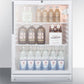 Summit SCR600GLBIHVADA Commercially Listed Ada Compliant Built-In Undercounter Beverage Center With White Cabinet, Glass Door, Stainless Steel Handle, And Lock