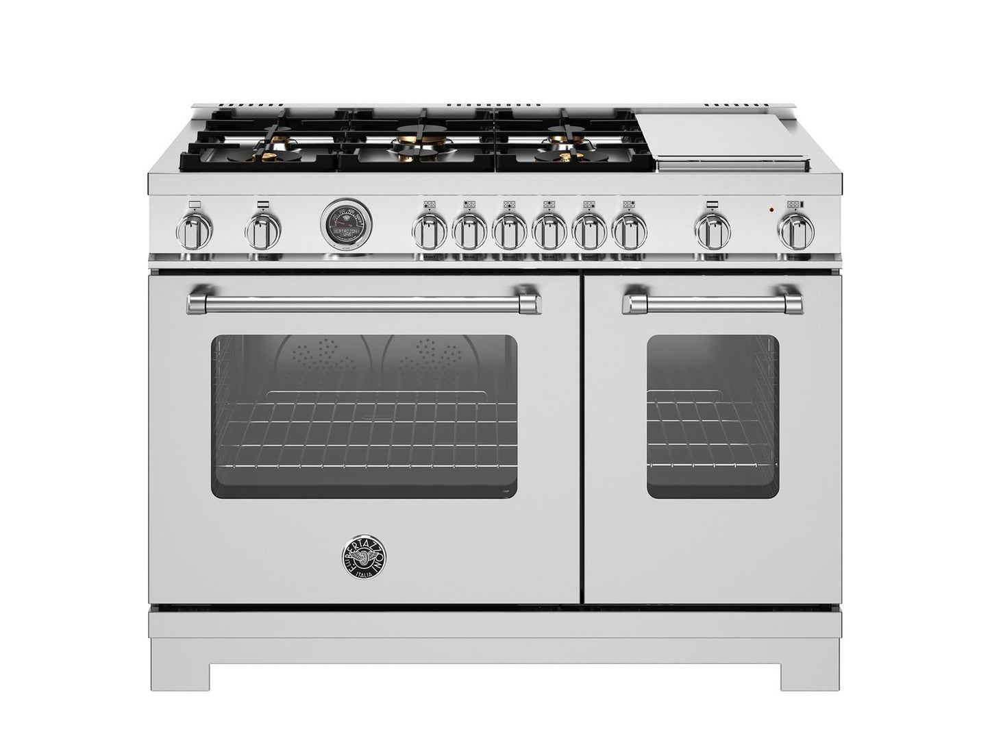 Bertazzoni MAS486BTFGMXT 48 Inch All Gas Range, 6 Brass Burner And Griddle Stainless Steel