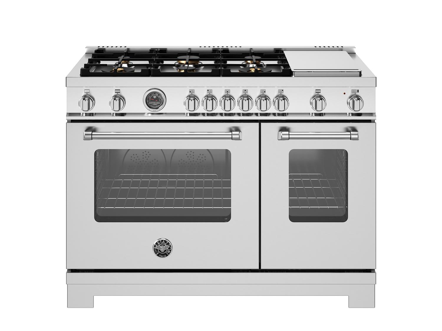Bertazzoni MAS486BTFGMXT 48 Inch All Gas Range, 6 Brass Burner And Griddle Stainless Steel