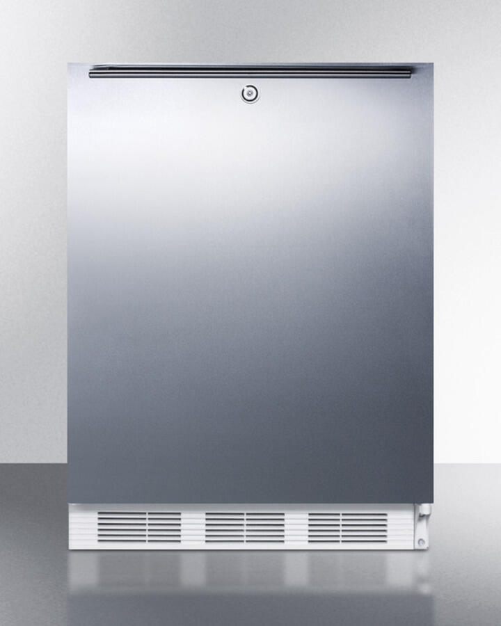 Summit AL650LBISSHH Built-In Undercounter Ada Compliant Refrigerator-Freezer For General Purpose Use, W/Dual Evaporator Cooling, Lock, Ss Door, Horizontal Handle, White Cabinet