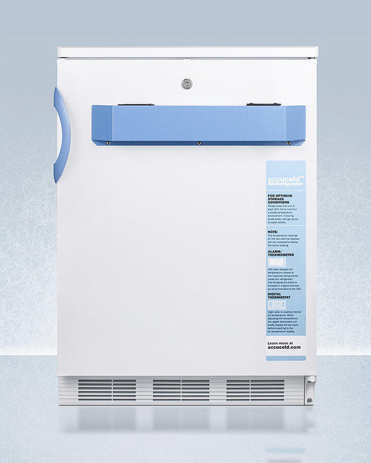 Summit FF7LWBIMED2 Built-In Undercounter Auto Defrost Medical/Scientific All-Refrigerator With Front Control Panel Equipped With A Digital Thermostat And Nist Calibrated Thermometer/Alarm; Includes Front Lock, Hospital Grade Cord, And Internal Fan