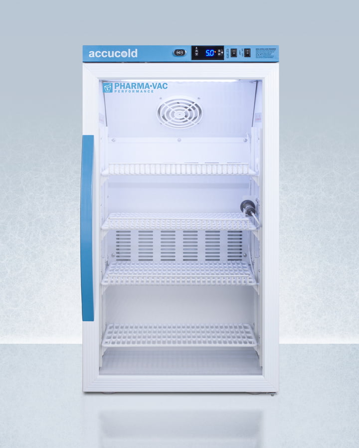 Summit ARG3PV Performance Series Pharma-Vac 3 Cu.Ft. Counter Height Glass Door Commercial All-Refrigerator For The Display And Refrigeration Of Vaccines