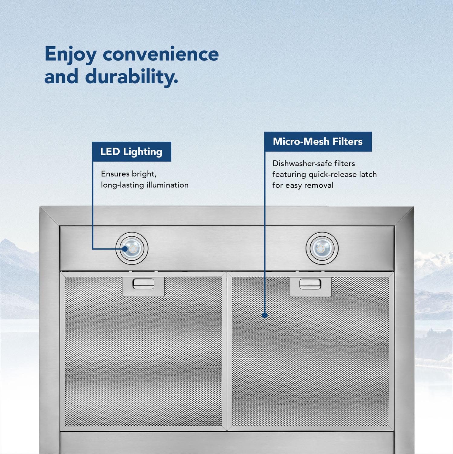 Broan BWP1304SS Broan® 30-Inch Convertible Wall-Mount Pyramidal Chimney Range Hood, 450 Max Cfm, Stainless Steel