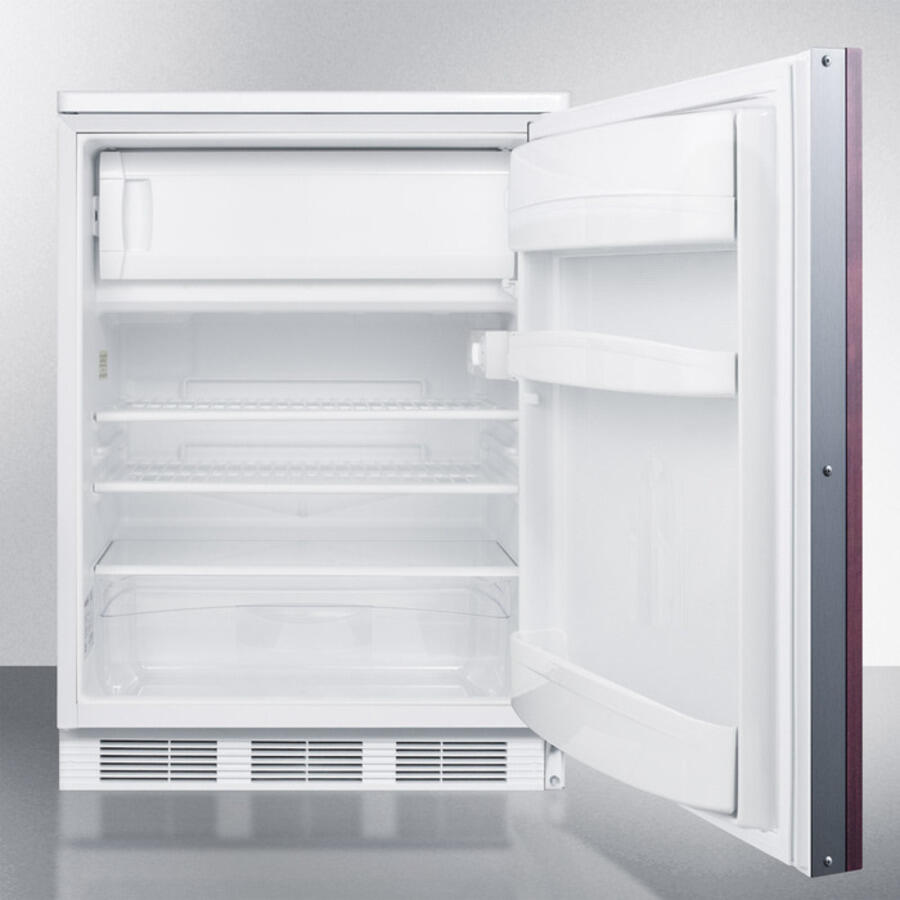 Summit CT66LBIIF Built-In Undercounter Refrigerator-Freezer For General Purpose Use, W/Dual Evaporator Cooling, Lock, Integrated Door Frame For Overlay Panels, White Cabinet