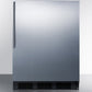 Summit CT663BKSSHV Freestanding Counter Height Refrigerator-Freezer For Residential Use, Cycle Defrost With A Stainless Steel Wrapped Door, Thin Handle, And White Cabinet