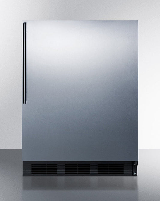 Summit CT663BKSSHV Freestanding Counter Height Refrigerator-Freezer For Residential Use, Cycle Defrost With A Stainless Steel Wrapped Door, Thin Handle, And White Cabinet