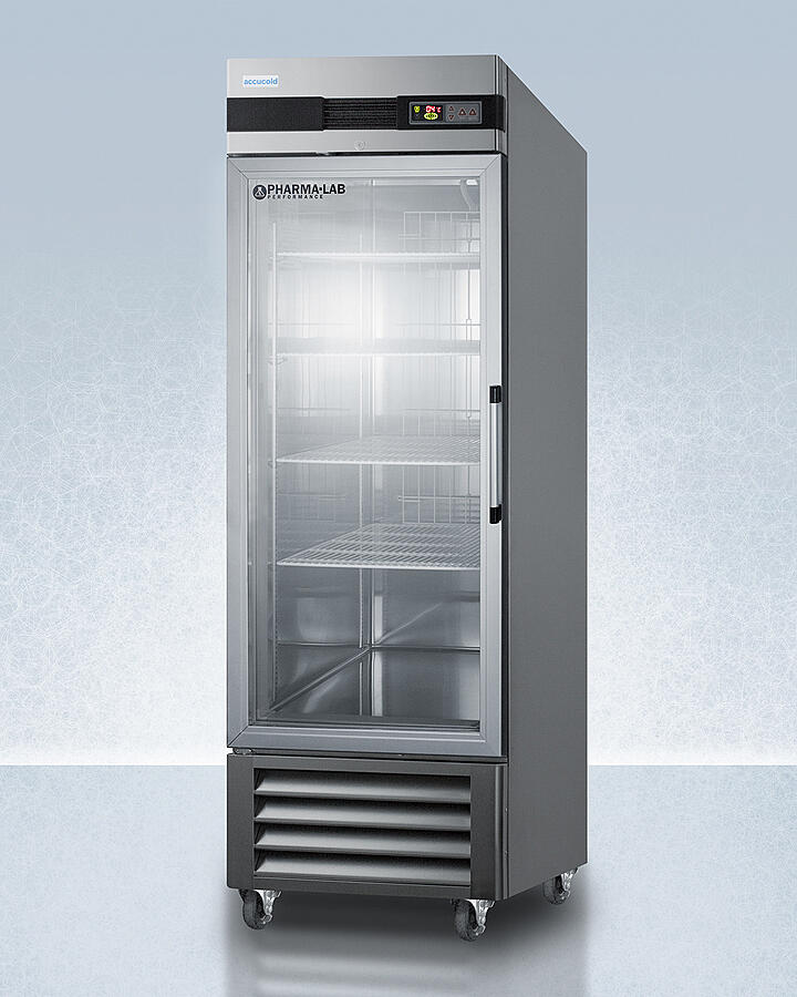Summit ARG23MLLH Performance Series Pharma-Lab 23 Cu.Ft. All-Refrigerator In Stainless Steel With Glass Door And Left Hand Door Swing