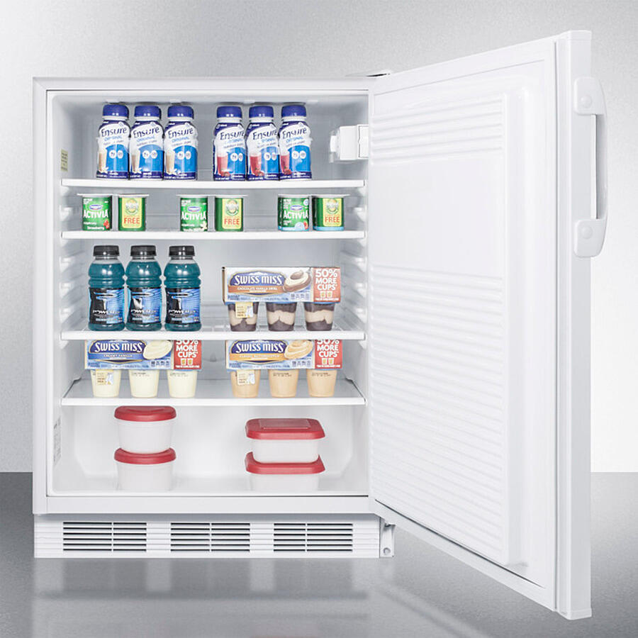 Summit AL750W Ada Compliant All-Refrigerator For Freestanding General Purpose Use, With Flat Door Liner, Auto Defrost Operation And White Exterior
