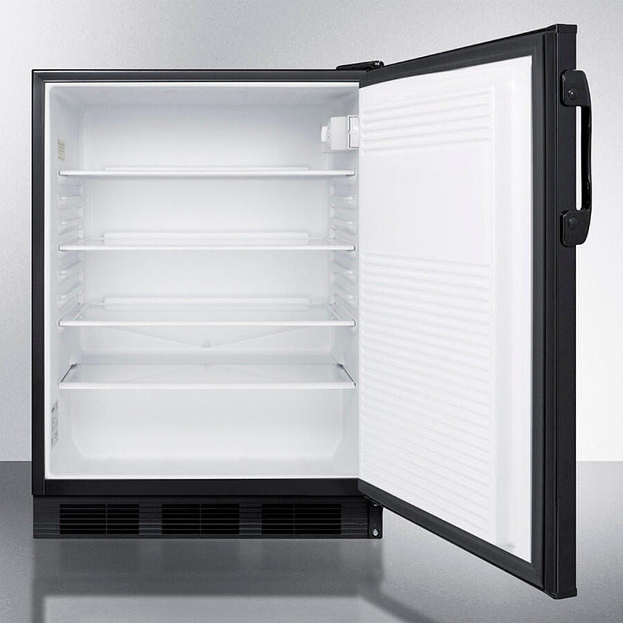 Summit AL752BKBI Ada Compliant Built-In Undercounter All-Refrigerator For General Purpose Use, With Flat Door Liner, Auto Defrost Operation And Black Exterior