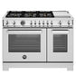 Bertazzoni PRO486BTFEPXT 48 Inch Dual Fuel Range, 6 Brass Burners And Griddle, Electric Self-Clean Oven Stainless Steel