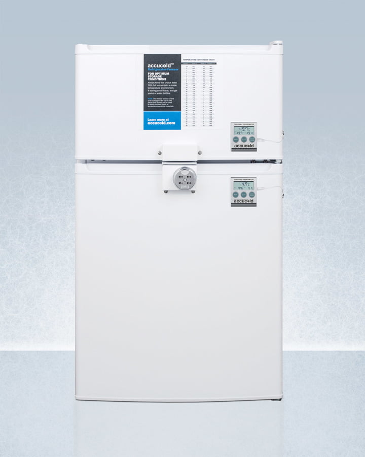 Summit CP351WLLF2PLUS2ADA Ada Height Two-Door Cycle Defrost Refrigerator-Freezer With Combination Lock And Nist Calibrated Thermometers