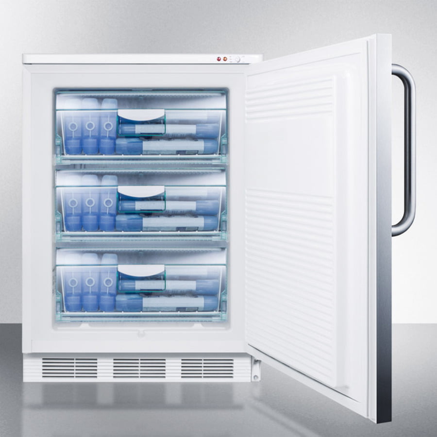 Summit VT65ML7BISSTB Commercial Built-In Undercounter Medical All-Freezer Capable Of -25 C Operation, With Lock, Wrapped Stainless Steel Door And Towel Bar Handle