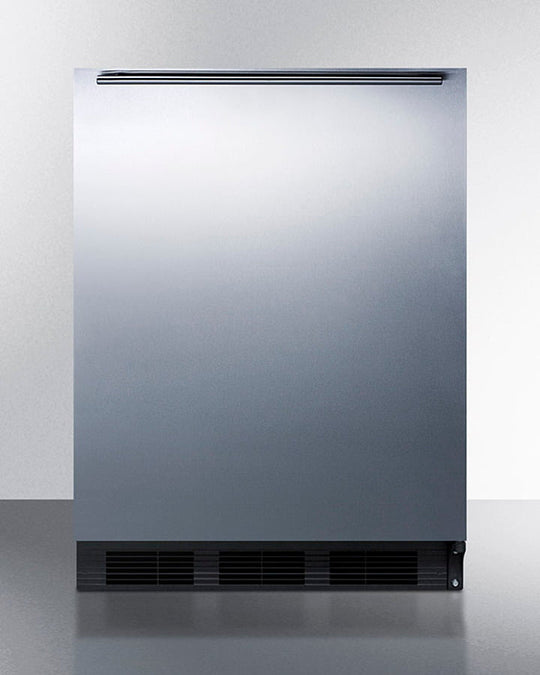 Summit FF7BKBISSHH Commercially Listed Built-In Undercounter All-Refrigerator For General Purpose Use, Auto Defrost W/Ss Wrapped Door, Horizontal Handle, And Black Cabinet