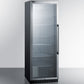 Summit SCR1401LH Full-Size Commercial Beverage Merchandiser Designed For The Display And Refrigeration Of Beverages And Sealed Food, With Stainless Steel Interior, Self-Closing Glass Door With A Left Hand Swing, And Black Cabinet