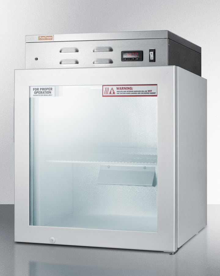 Summit PHC51G Single Chamber Compact Warming Cabinet With Glass Door, Digital Thermostat, And Lock