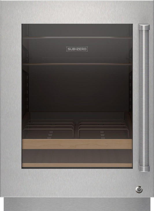 Sub-Zero 9028513 Stainless Steel Glass Door Panel With Lock - Pro Handle, Left Hinge