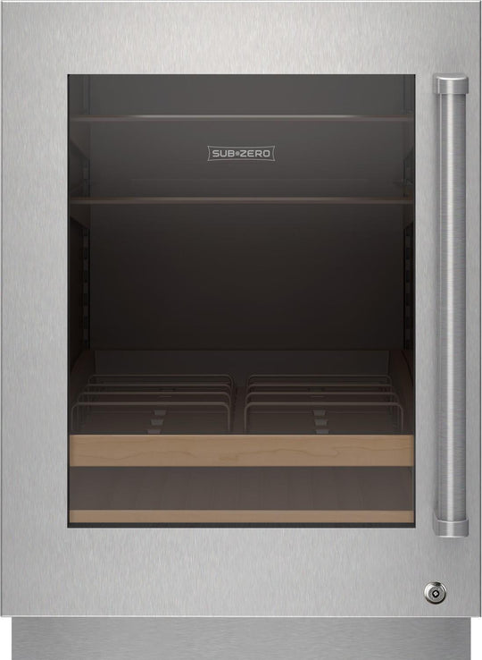 Sub-Zero 9028513 Stainless Steel Glass Door Panel With Lock - Pro Handle, Left Hinge