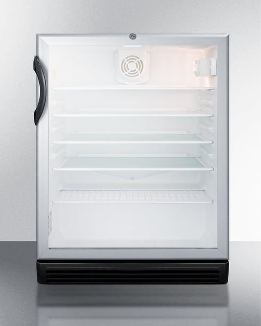 Summit SCR600BGLBIADA Commercially Listed Ada Compliant Built-In Undercounter Beverage Center With Black Cabinet, Glass Door, And Lock