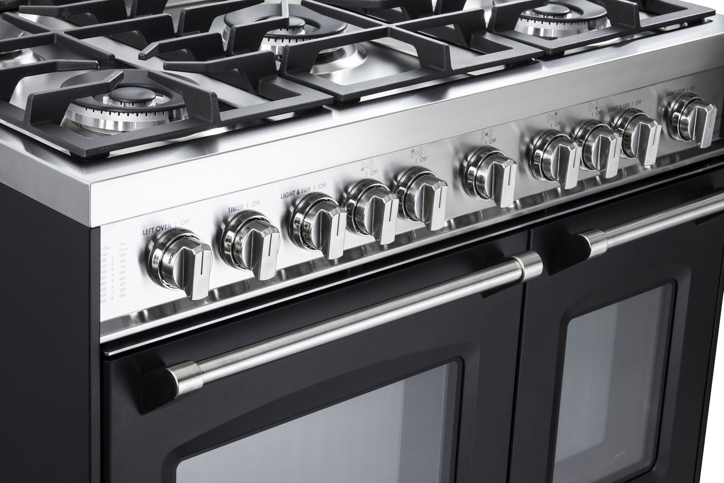 Verona VPFSGG365DE Matte Black 36" Gas Double Oven Range - Prestige Series