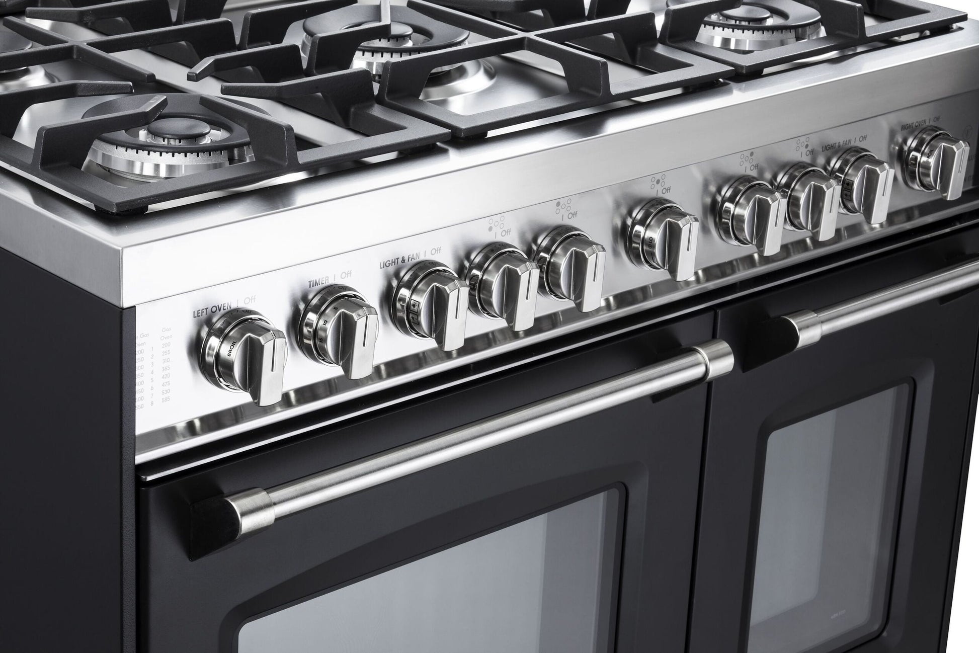 Verona VPFSGG365DE Matte Black 36" Gas Double Oven Range - Prestige Series