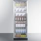 Summit SCR1401LHCSS Full-Size Commercial Beverage Center With Stainless Steel Interior, Self-Closing Glass Door, Self-Closing Glass Door With A Left Hand Swing, And Stainless Steel Wrapped Cabinet