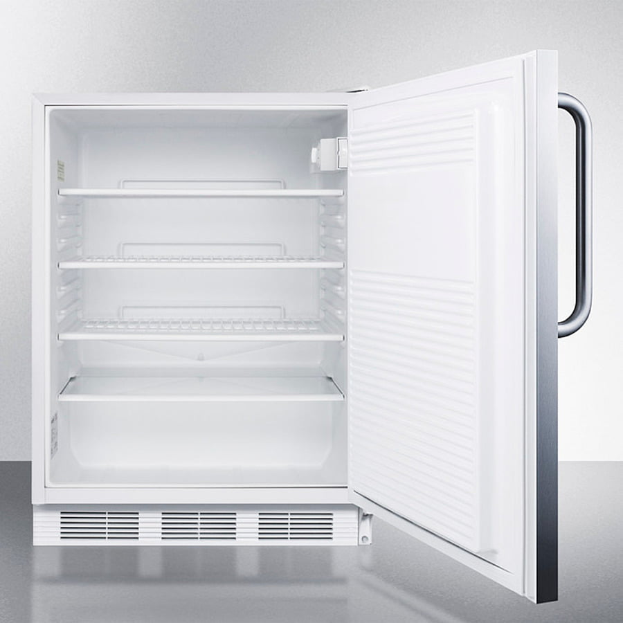 Summit FF7LWCSSADA Ada Compliant Built-In Undercounter All-Refrigerator For General Purpose Or Commercial Use, Auto Defrost W/Ss Wrapped Exterior, Towel Bar Handle, And Lock