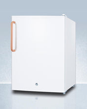 Summit FF28LWHTBC Compact All-Refrigerator With Automatic Defrost, Pure Copper Handle, Front-Mounted Lock, And White Finish
