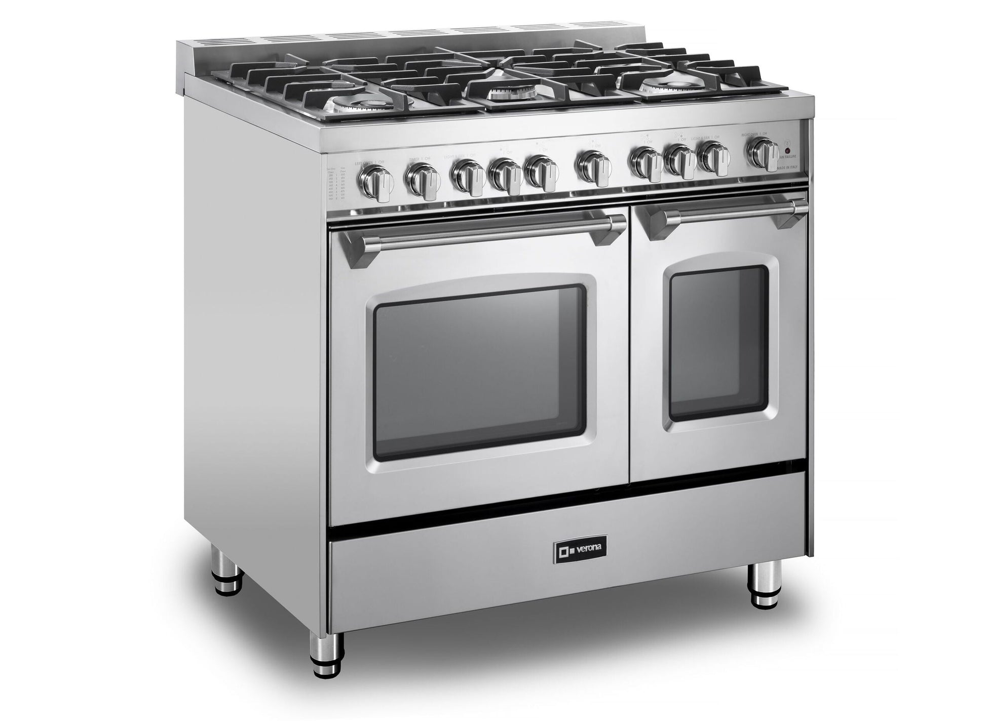 Verona VPFSGG365DSS Stainless Steel 36" Gas Double Oven Range - Prestige Series