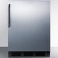 Summit FF63BBISSTB Built-In Undercounter All-Refrigerator For Residential Use, Auto Defrost With A Stainless Steel Wrapped Door, Towel Bar Handle, And Black Cabinet
