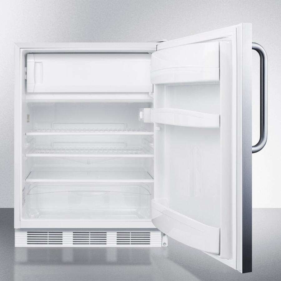 Summit AL650LCSS Built-In Undercounter Ada Compliant Refrigerator-Freezer For General Purpose Use, W/Dual Evaporator Cooling, Cycle Defrost, Lock, And Ss Exterior