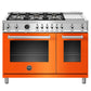 Bertazzoni PROF486GDFSART 48 Inch Dual Fuel Range, 6 Brass Burners And Griddle , Electric Self Clean Oven Arancio