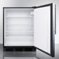 Summit FF7BKSSHV Commercially Listed Freestanding All-Refrigerator For General Purpose Use, Auto Defrost W/Ss Wrapped Door, Thin Handle, And Black Cabinet