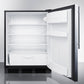 Summit FF6BKBI7SSHVADA Ada Compliant Commercial All-Refrigerator For Built-In General Purpose Use, Auto Defrost W/Stainless Steel Wrapped Door, Thin Handle, And Black Cabinet