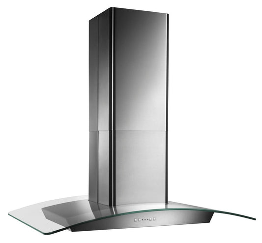 Broan EI5936SS Broan® 35-3/8-Inch X 25-5/8-Inch Convertible Curved Glass Canopy Island Range Hood, 500 Cfm, Stainle