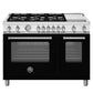 Bertazzoni MAS486GGASNEV 48 Inch All Gas Range, 6 Burner And Griddle Nero Matt