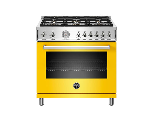 Bertazzoni PROF366GASGIT 36 Inch All Gas Range, 6 Brass Burners Giallo