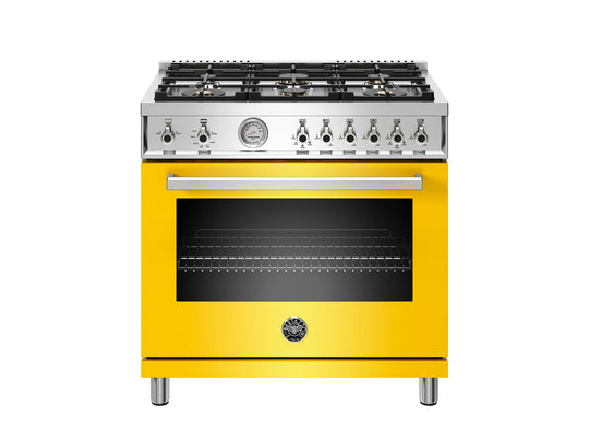 Bertazzoni PROF366GASGIT 36 Inch All Gas Range, 6 Brass Burners Giallo