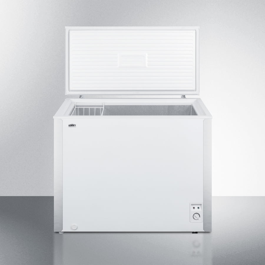 Summit SCFM62 Commercially Listed 7 Cu.Ft. Manual Defrost Chest Freezer In White With Stainless Steel Corner Protectors