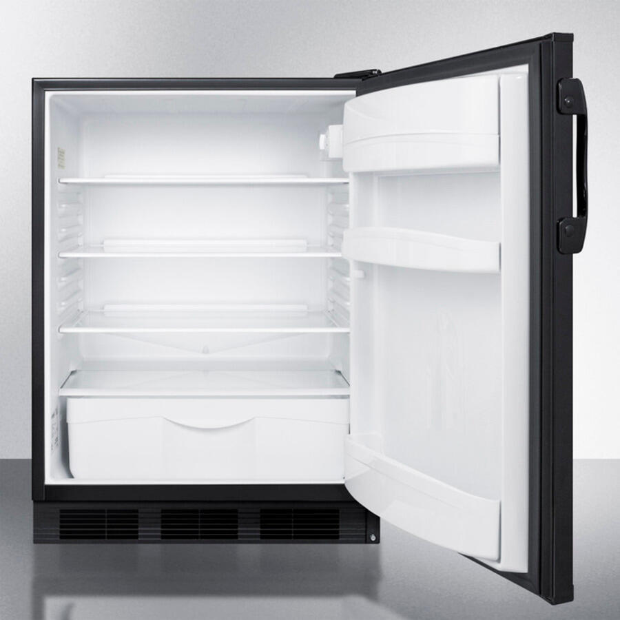 Summit FF6BBIADA Ada Compliant All-Refrigerator For Built-In General Purpose Use, With Automatic Defrost Operation And Black Exterior
