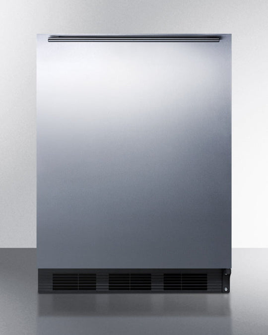Summit CT66BBISSHHADA Built-In Undercounter Ada Compliant Refrigerator-Freezer For General Purpose Use, W/Dual Evaporator Cooling, Ss Door, Horizontal Handle, And Black Cabinet