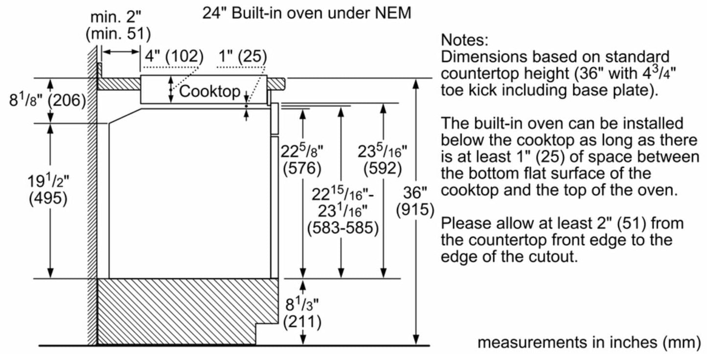 Bosch NEM5466UC 500 Series 24" 4 Brnr Knob Control Electric Cktp, Black