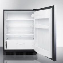 Summit FF6BKBISSHHADA Ada Compliant All-Refrigerator For Built-In General Purpose Use, Auto Defrost W/Stainless Steel Wrapped Door, Horizontal Handle, And Black Cabinet