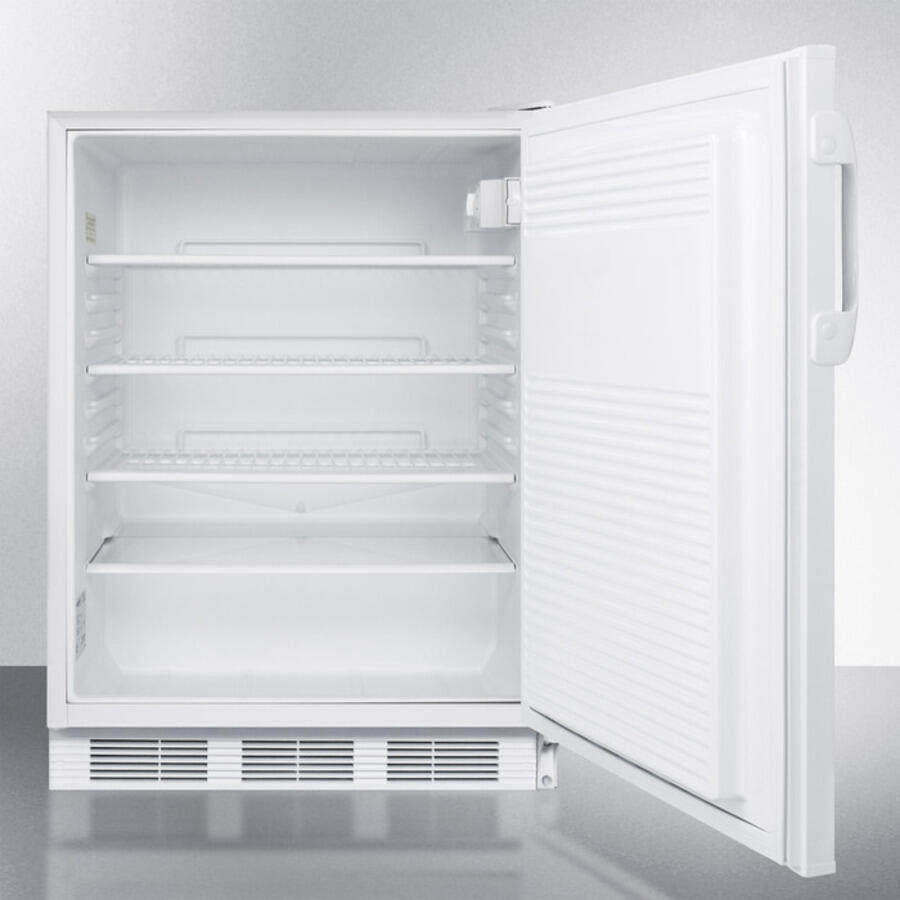 Summit FF7ADA Ada Compliant Commercial All-Refrigerator For Freestanding General Purpose Use, With Flat Door Liner, Auto Defrost Operation And White Exterior