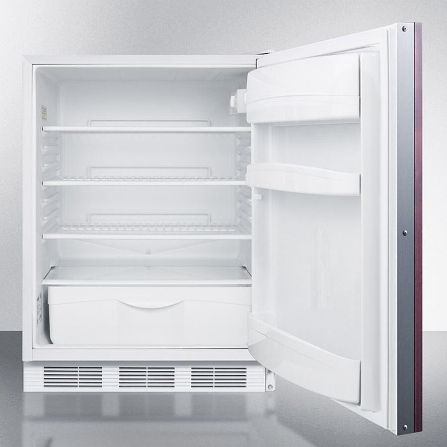 Summit FF6WBIIFADA Ada Compliant All-Refrigerator For Built-In General Purpose Use, Auto Defrost W/Integrated Door Frame For Overlay Panels And White Cabinet