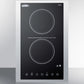 Summit CR2B15T1BTK15 115V 2-Burner Cooktop In Black Ceramic Schott Glass With Digital Touch Controls And Stainless Steel Frame To Allow Installation In 15