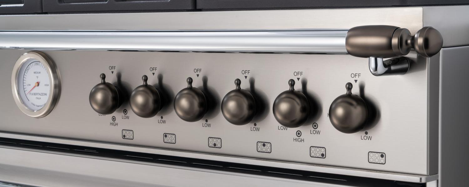 Bertazzoni DSHERTKHSB Black Nickel Decor Knob Set For Range And Hood Black Nickel