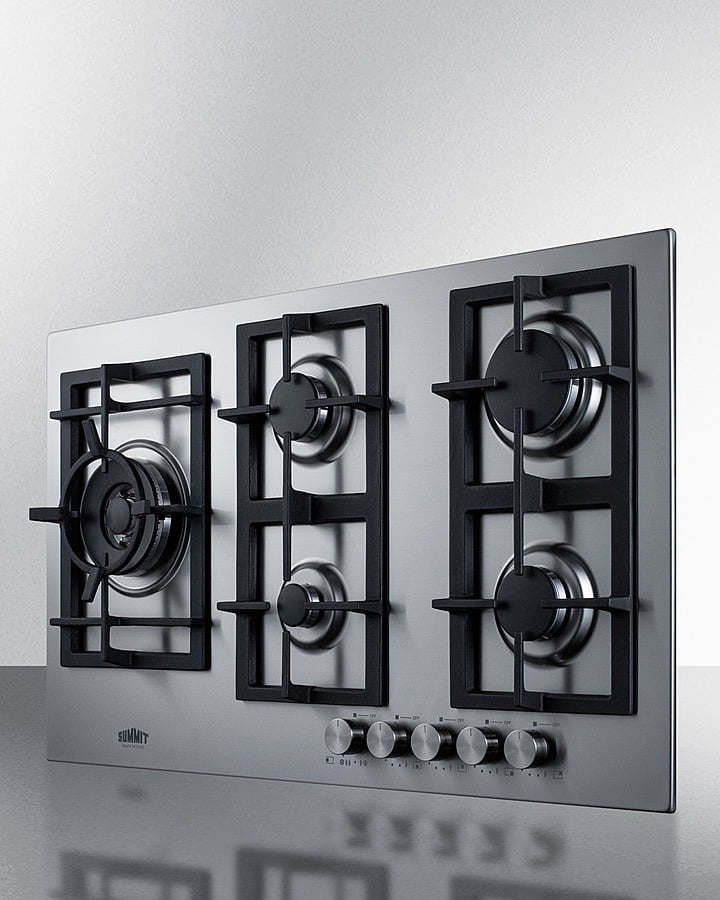 Summit GCJ536SS 34" Wide 5-Burner Gas Cooktop In Stainless Steel